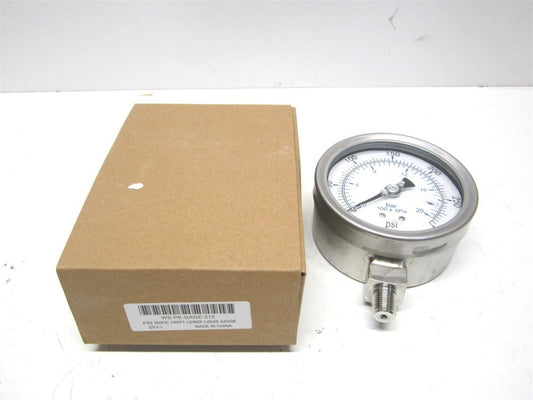(116AL35300) 4" Dial, 300 psi, 1/4" Thread, NPT Stainless Steel Pressure Gauge 