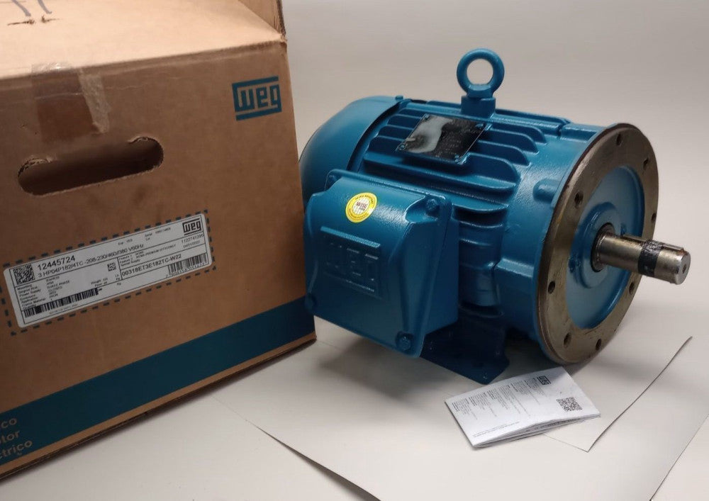WEG 00318ET3E182TC-W22 Electric Motor 12445724 3ph 3hp 1760rpm 182/4TC TEFC
