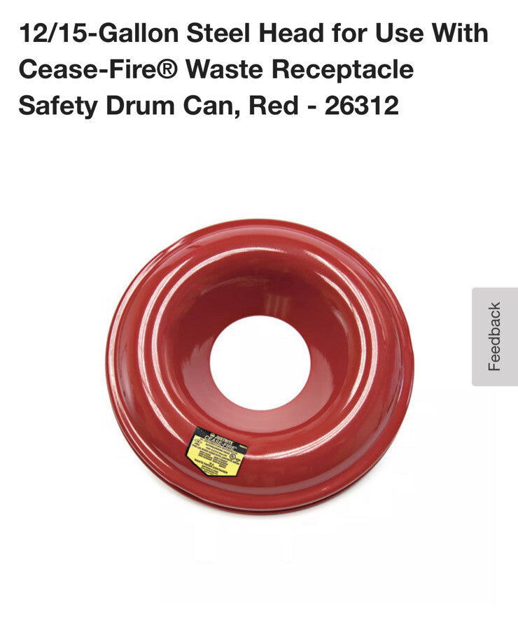 Justrite Cease-Fire Extinguishing Head 26312, Red, 12-15 gal. Drum Cover, Lid