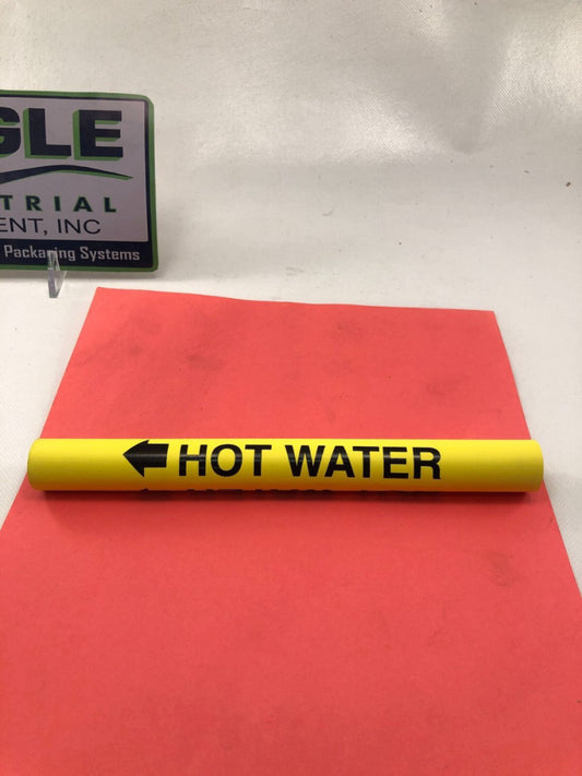 (10-pk) SETMARK SZ-10 SNAP-AROUND PIPE MARKER "HOT WATER" BLACK ON YELLOW