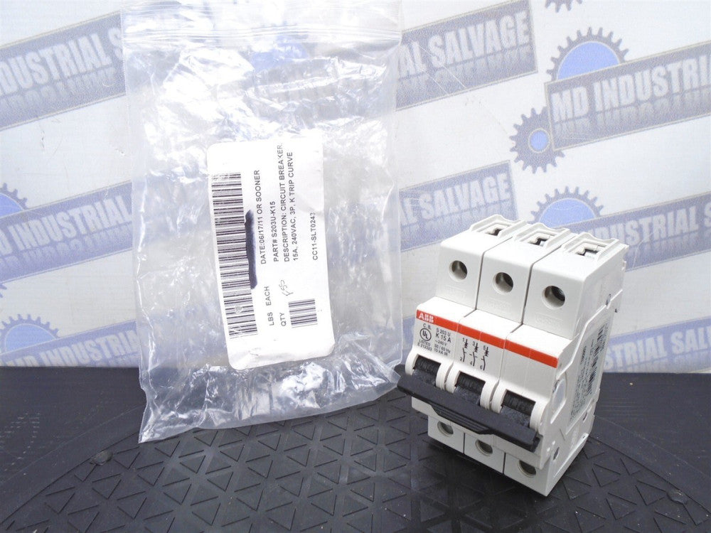 ABB - S203U-K15 - CIRCUIT BREAKER - K-Curve 3-P 15A 10kA 240VAC - (NEW in BOX)