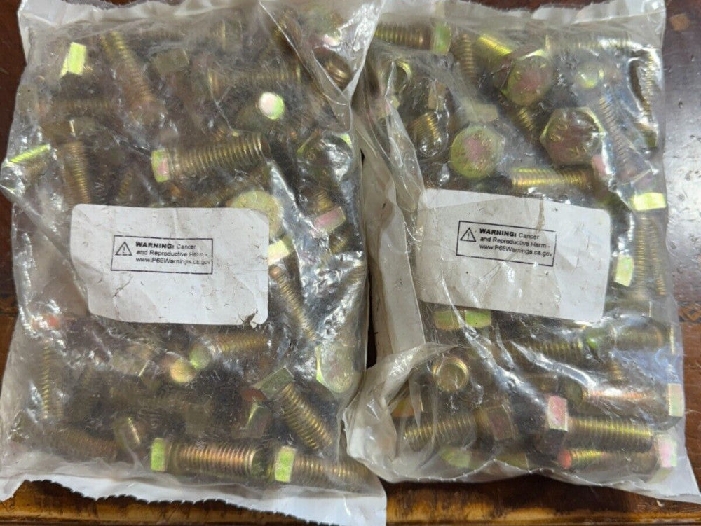 100pc Hex Head Cap Screw Steel Class 10.9 Zinc M12-1.75 Coarse 30mm Metric