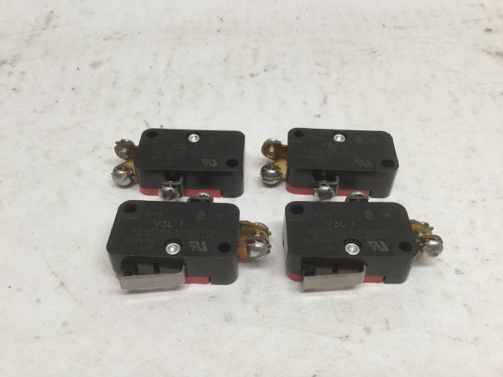 Micro Switch V3L-1 Miniature Limit Switch 15.1A (Lot of 4)