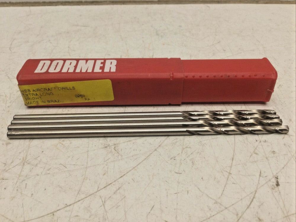 DORMER 11/64 10 HSS AIRCRAFT DRILLS, 6” Length (LOT of 4) A243