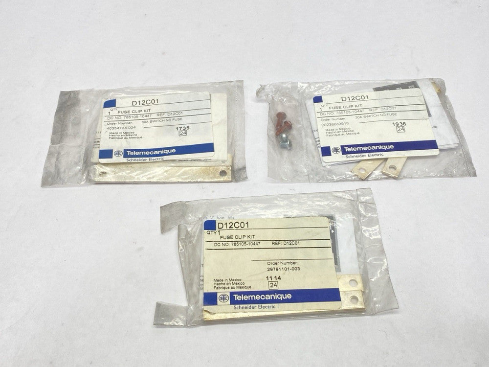 Telemecanique D12C01 Fuse Clip Kit 30A NO SCREWS LOT OF 3