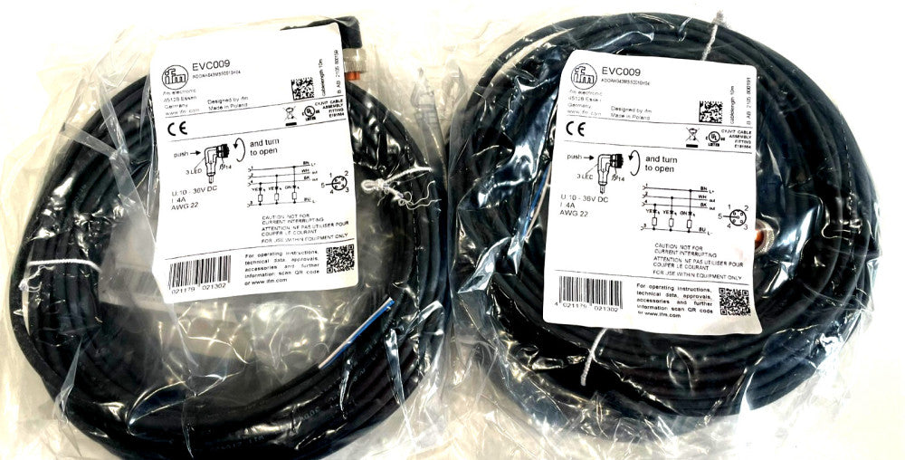 NEW IFM EFECTOR ADOAH043MSS0010H04 EVC009 CONNECTING CABLE WITH SOCKET LOT OF 4