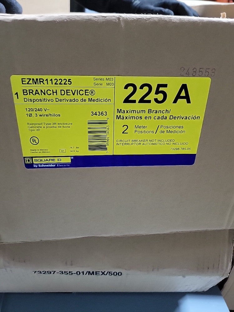 NEW Square D EZMR112225 Branch Device Enclosure 240V 1phase 225 Amp 2 Meter 3R
