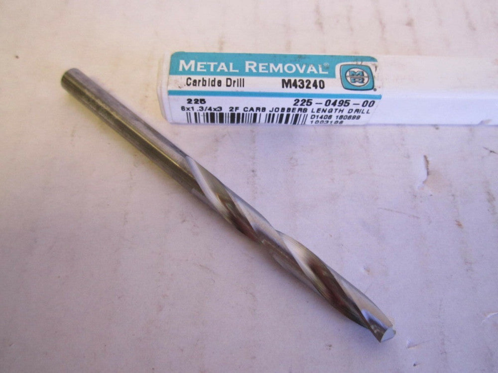 Metal Removal (M43240) #6 x 1-3/4 x 3" Carbide 2-Flute Jobber Length Drill Bit 