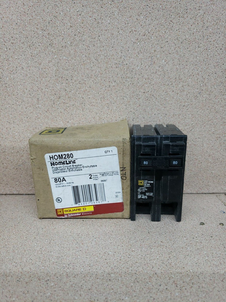 New Take Out! Square D HOM280 80A 240V 2-Pole Single-Phase Circuit Breaker