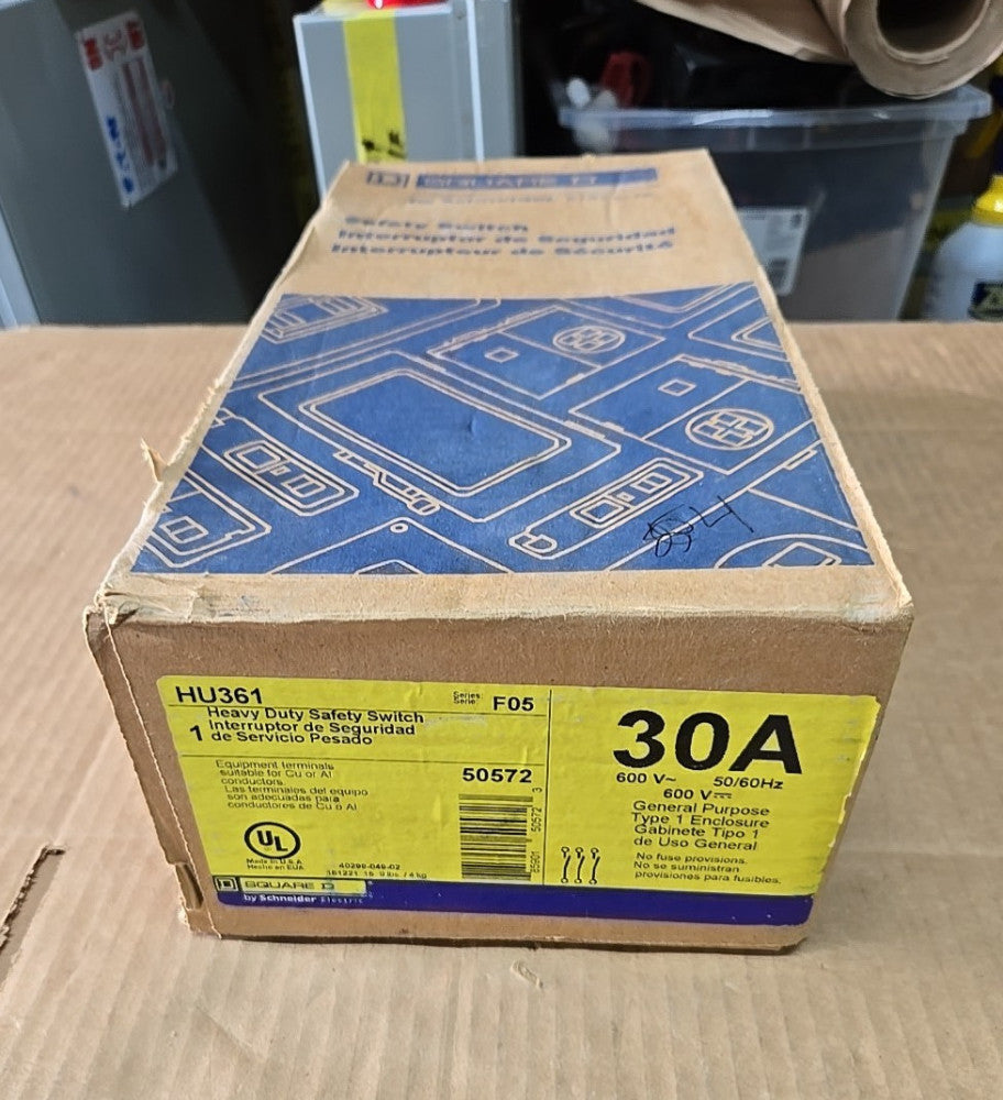 SQUARE D HU361 Safety switch, heavy duty, non fusible, 30A, 3 wire, 3 pole, 30HP