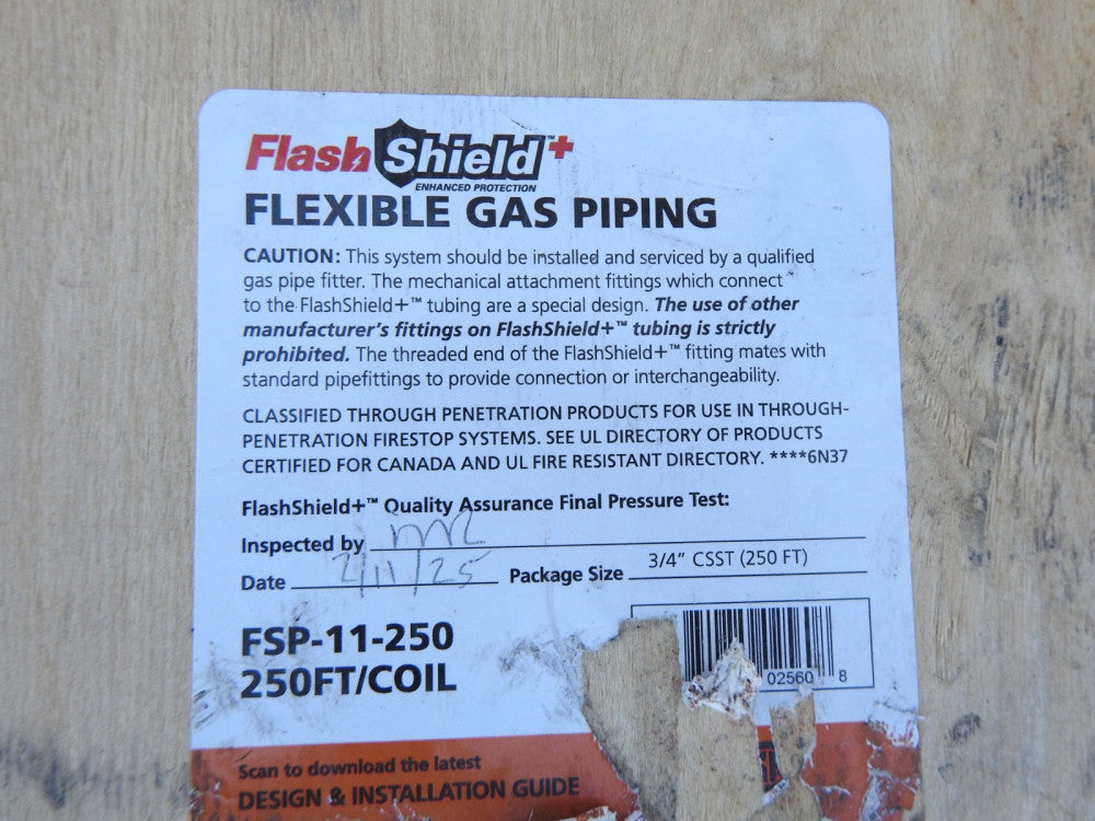 Gastite Flashshield FSP-11-250 3/4" Corrugated Stainless Steel Tubing (250 ft Co