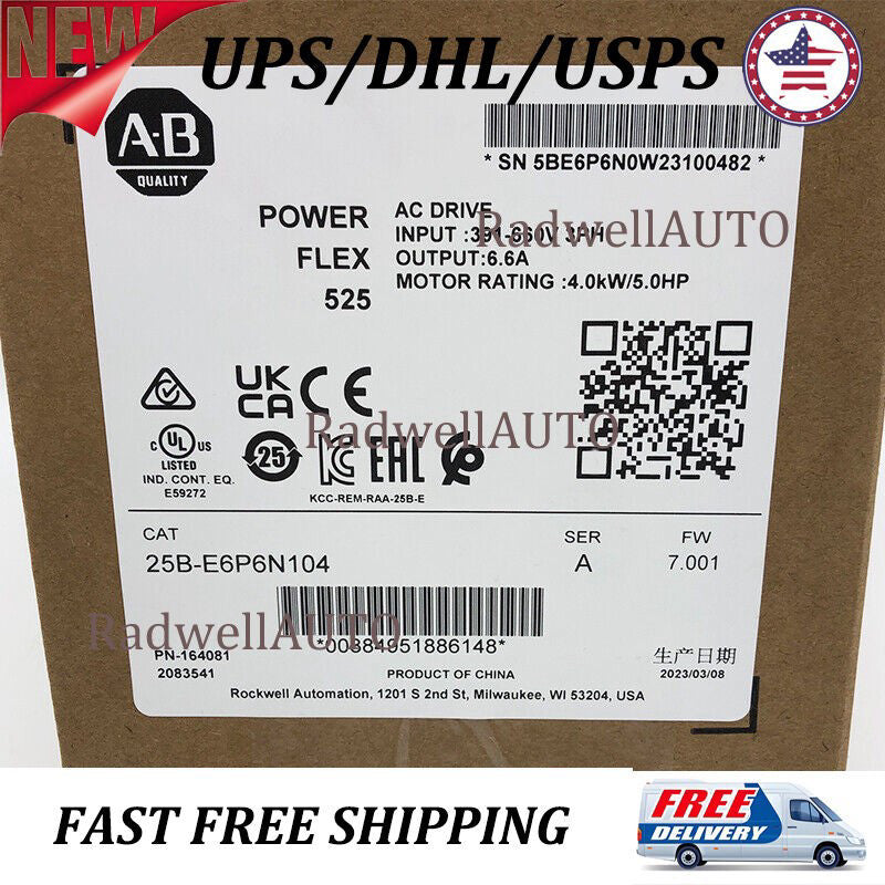 25B-E6P6N104 AB PowerFlex 525 4kW (5Hp) 600V AC Drive 25BE6P6N104 New