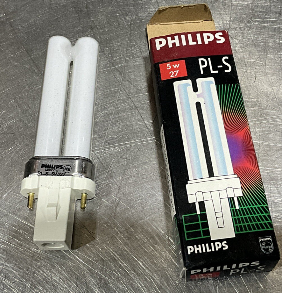 (30 PHILIPS PL-S 5W/27 Compact Fluorescent Lamp 5W 2-Pin Nos Surplus