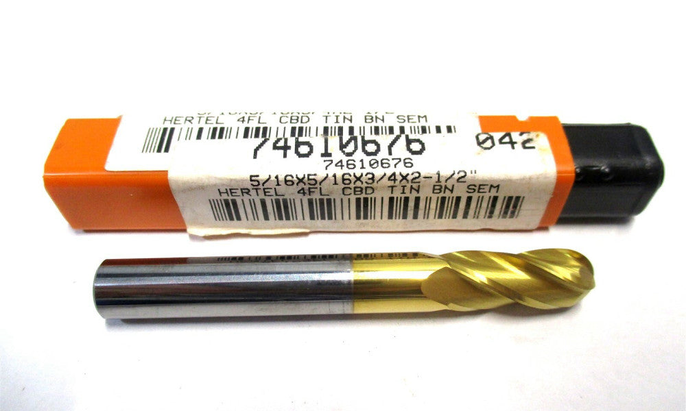NEW (74610676) 5/16" x 5/16" x 3/4" x 2-1/2" 4-Flute SE RH Carbide Ball End Mill