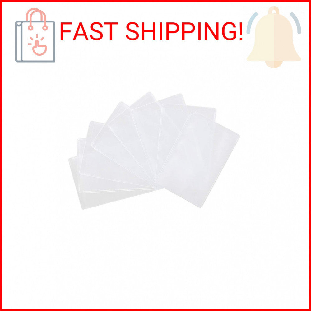 Owfeel 8pcs Transparent Plastic Vertical ID Credit Card Holder Protector Sleeve