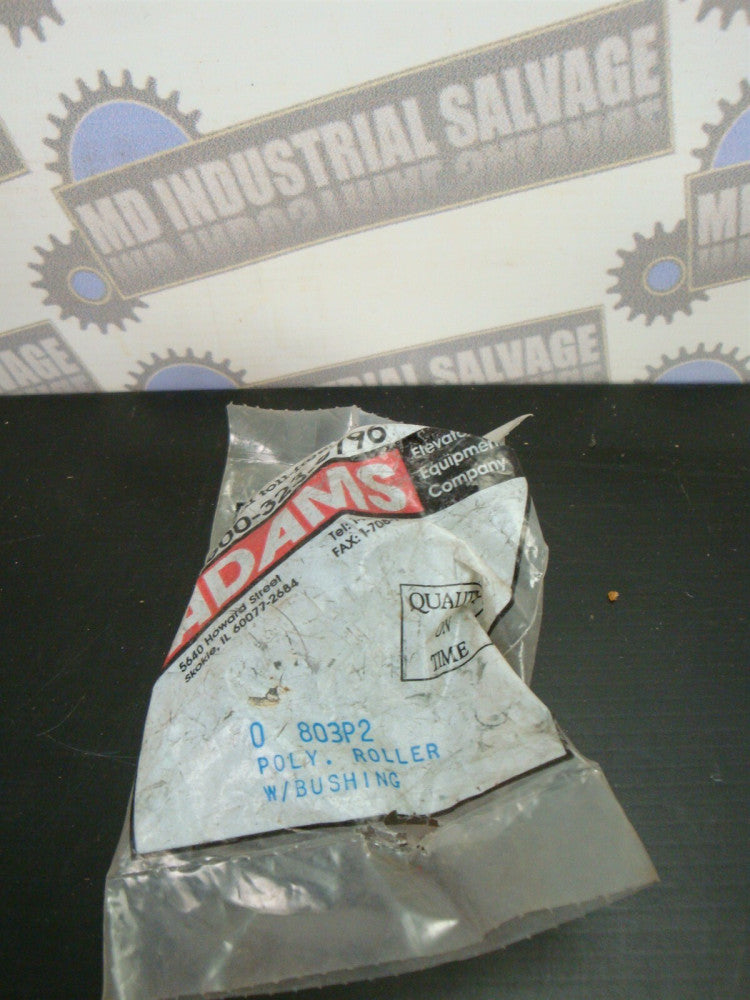 ADAMS ELEVATOR 803P2 POLY ROLLER with BUSHING (NEW in BAG)