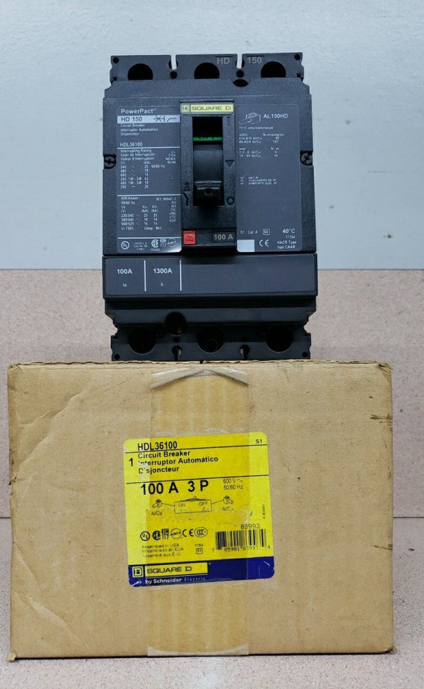 New Open Box! Square D HDL36100 Circuit Breaker 3 Pole 100 Amp