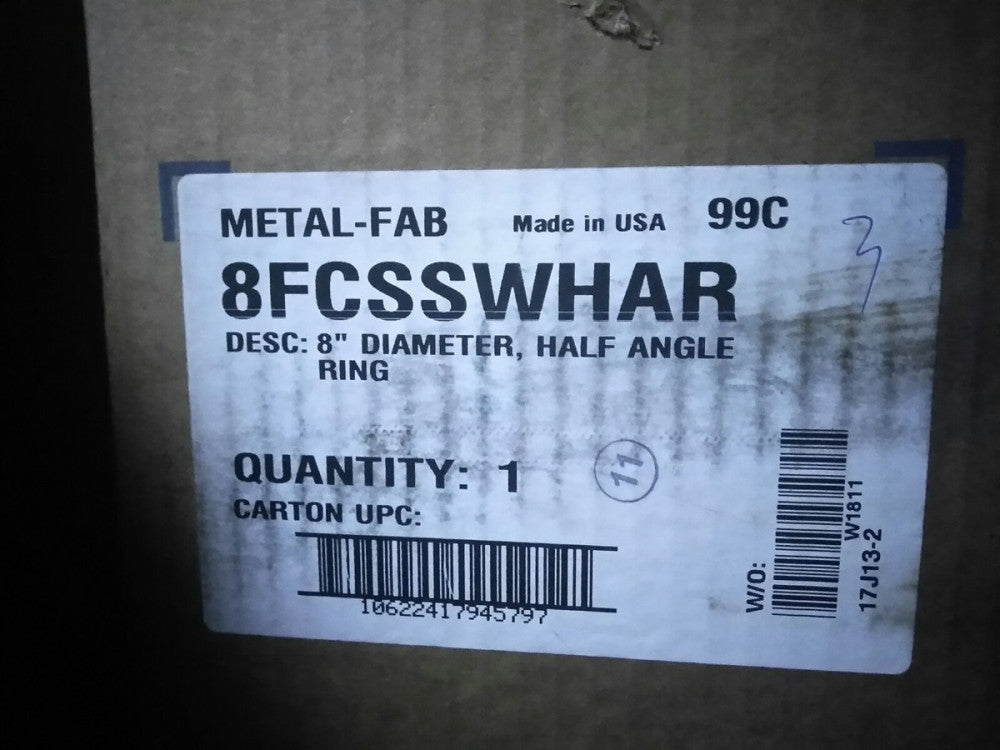 NEW METAL-FAB  8" DIAMETER , HALF ANGLE RING 8FCSSWHAR