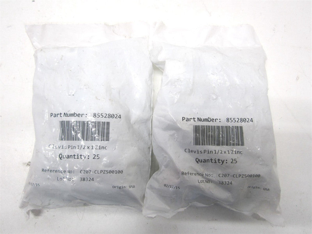 (C207-CLPZ500100) 1/2"x1" OAL Zinc-Plated Steel Standard Clevis Pin 25ct - Qty 2