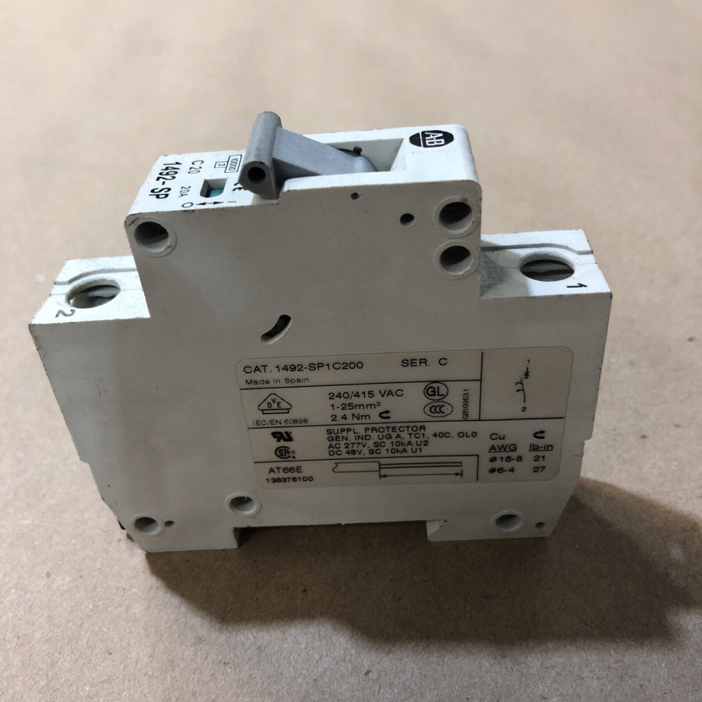 Allen-Bradley 1492-SP1C200 SER.C 1-Pole Circuit Breaker 240-415V 20Amp 