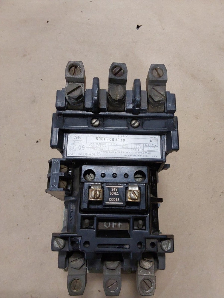 Allen Bradley 500F-COJ930 500F-C0J930 Contactor NEMA SIZE 2, SERIES A