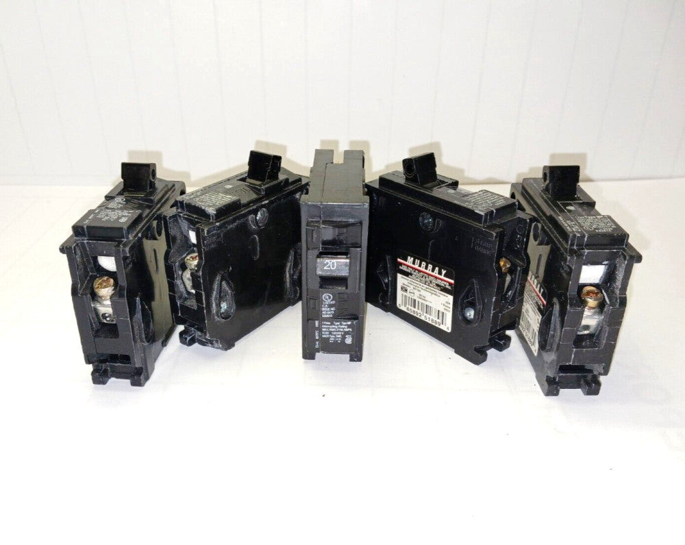 5) MURRAY 20 AMP CIRCUIT BREAKER PLUG IN 120/240 VAC MP-T120  LOT OF 5