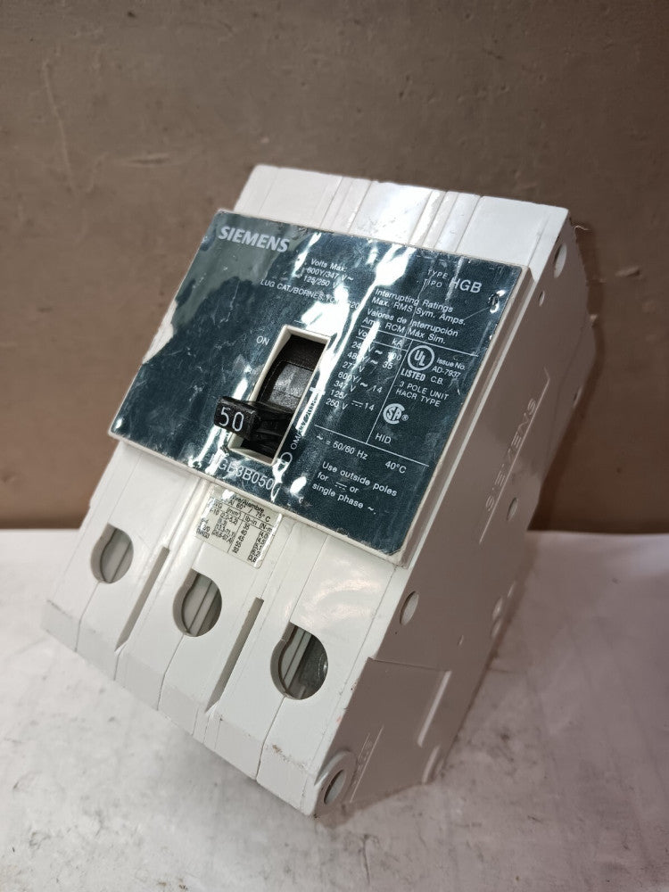 SIEMENS HGB3B050 BOLT-ON CIRCUIT BREAKER 50 AMP 3 POLE 600Y/347V 480Y/277V
