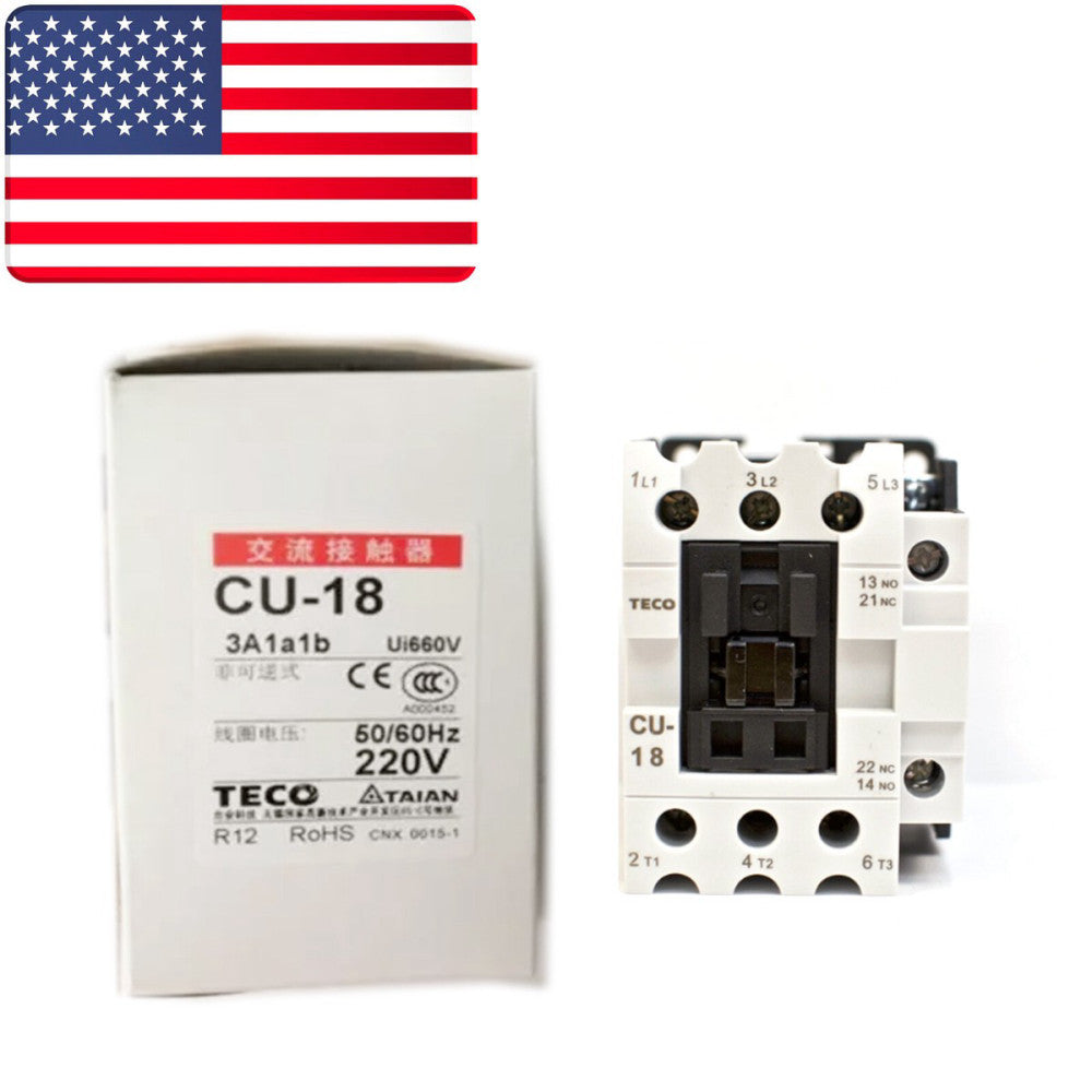New In Box TECO CU-18-3A1A1B-220V AC Contactor - US Stock