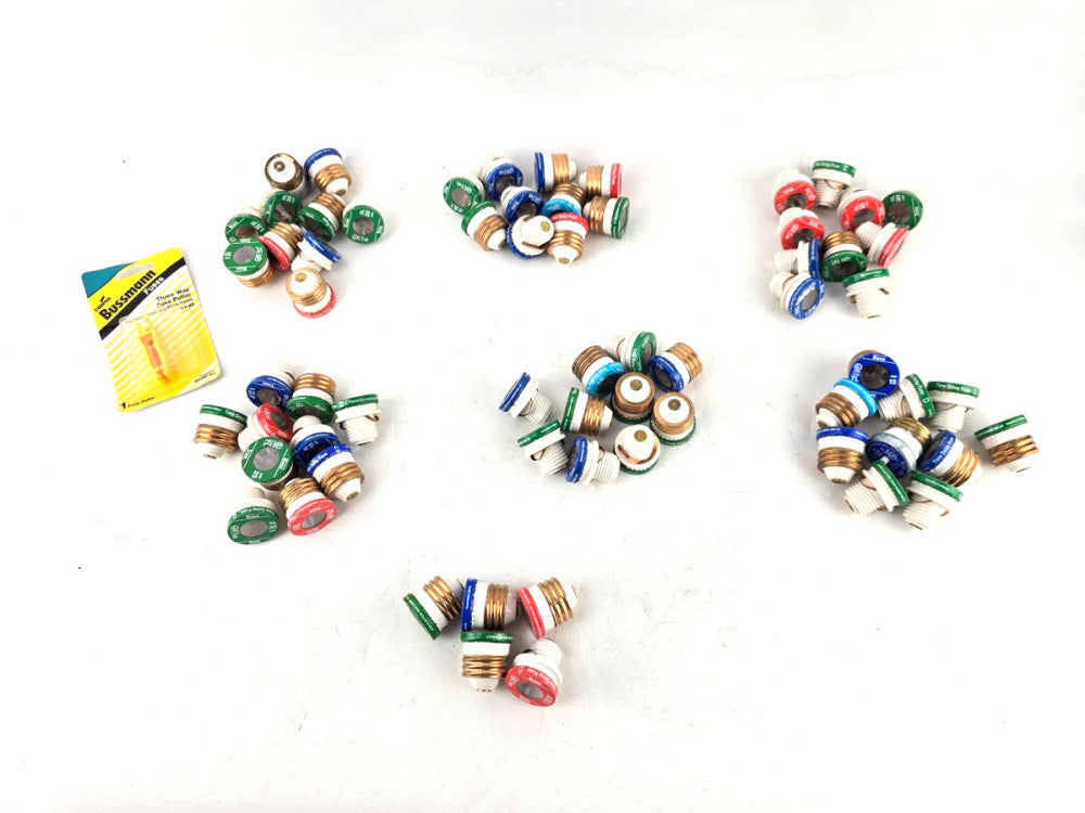Huge Mixed Lot of 65pcs Buss Time Delay Fuses SL TL Screw In