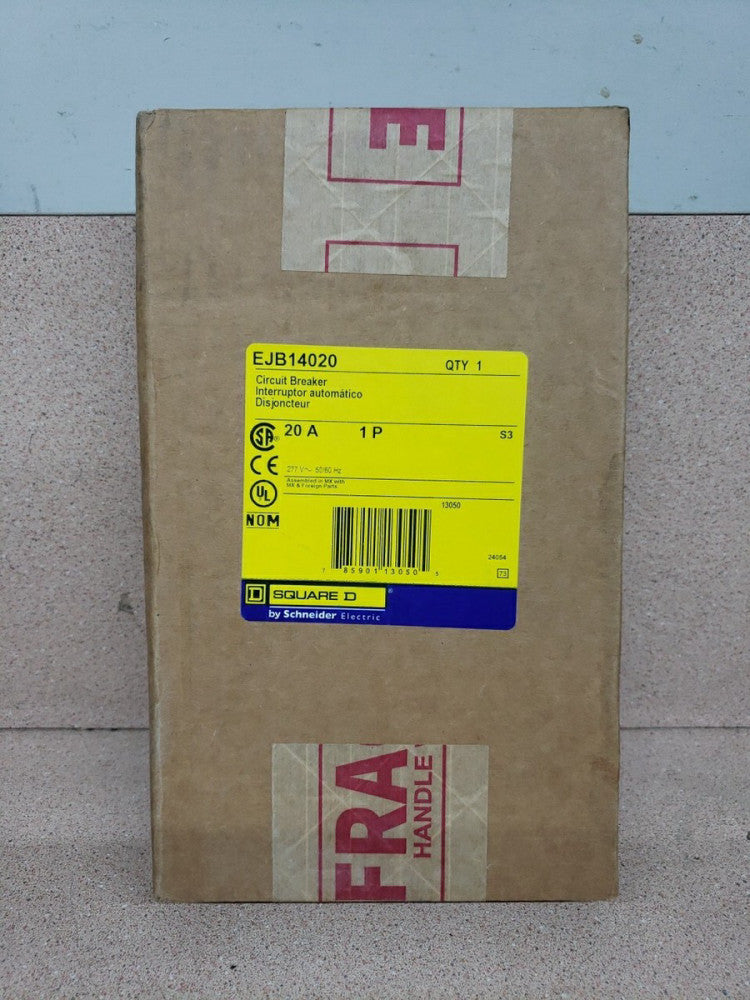 New! Square D EJB14020 Circuit Breaker 20 Amp 277 Volt 1 Pole Bolt On 65K