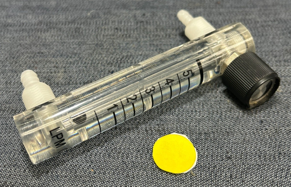 INVACARE 02 FLOW METER  0-5 LPM   4-5/8" OAL