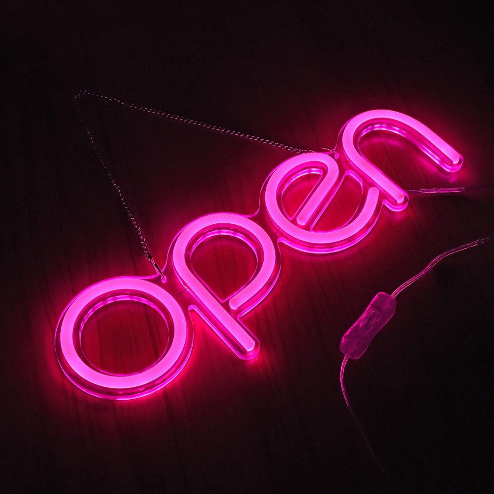 LED Open Sign,16X6 Inch Open Signs for Business with Open Close Sign(Pink)