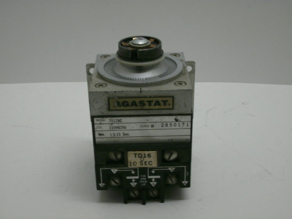 AGASTAT 7012AC TIME DELAY RELAY 1.5-15 SECS 120V 60HZ