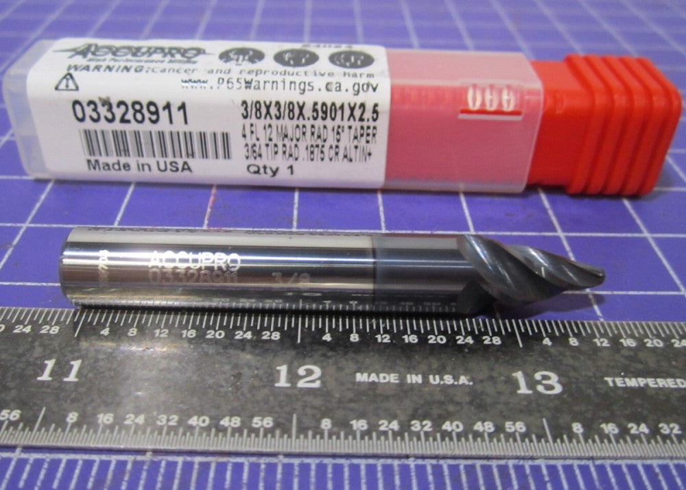 Accupro Barrel Cutter End Mill Taper Form Carbide Taper Angle Per Side 15° 4F