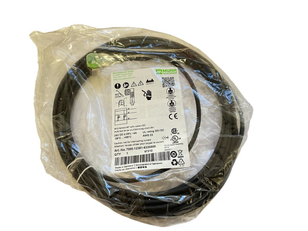 Murr Elektronik 7000-12381-6330500 M12 5-Pin Female Cable 5m IP67 AUTOMATION