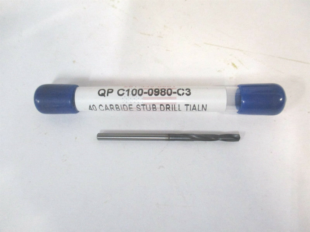W Rod Tool (C100-0980-C3) #40 .098 x 1-13/16 2-Flute Carbide Stub Length Drill