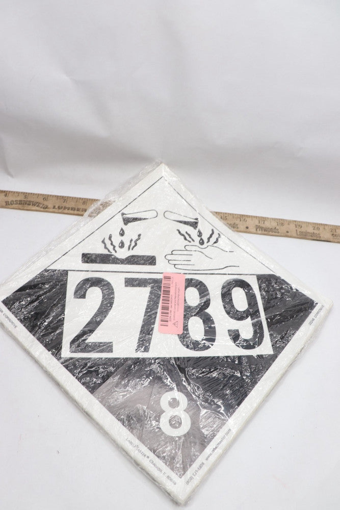 (25-Pk) Label Master Placard Corrosive Class 8 2789 ZEZ4B-2789-RPO-160266 CY