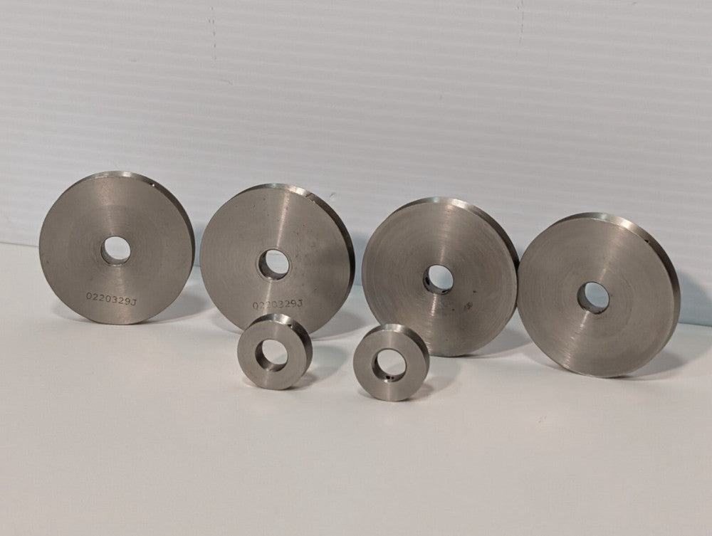 Lot of 6 Aluminum Single Groove Take-Up V Pulleys 50mm OD, 22mm OD, 10mm Bore