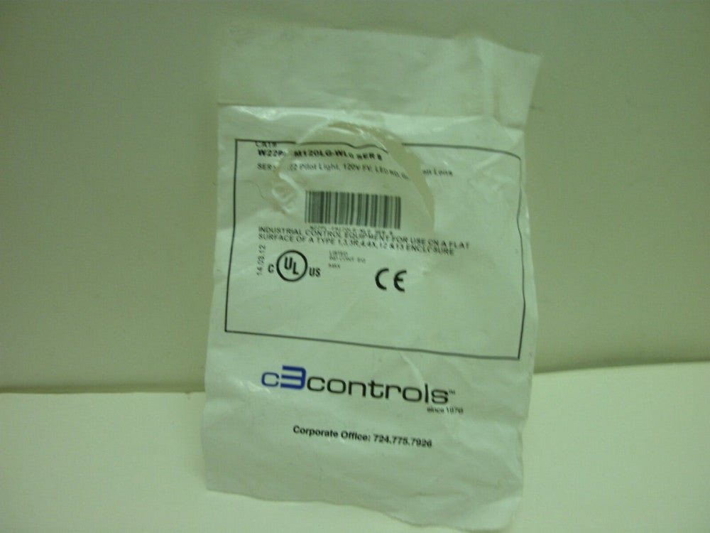 C3CONTROLS W22PL-FM120LG-WLG PILOT LIGHT 22MM  120V FV LED RD GREEN NEW IN BAG
