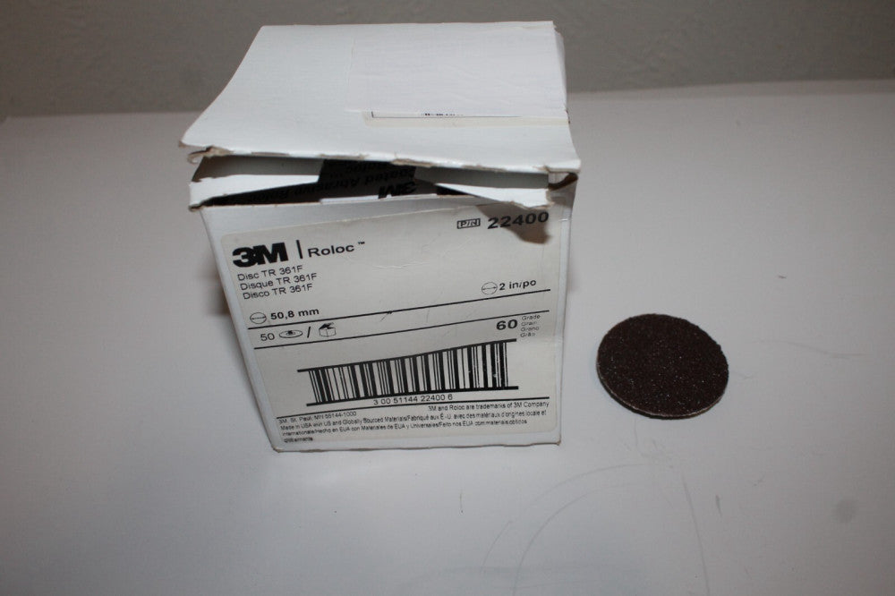 3M 22400 2" 361F Roloc TR, 60 grit Coarse Quick Change Alum Ox Disc, Box 50