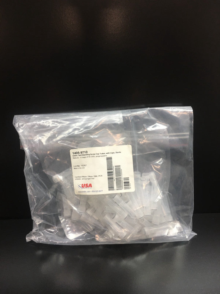 USA Scientific REF 1405-9710 Self Standing Screw Cap Tubes 0.5mL Lot 100 PCS