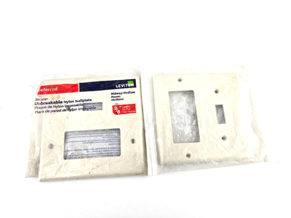 2pcs Decora 2-Gang Midway 1-Toggle Combination Nylon Wall Plate, Light Almond