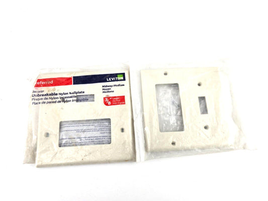 2pcs Decora 2-Gang Midway 1-Toggle Combination Nylon Wall Plate, Light Almond