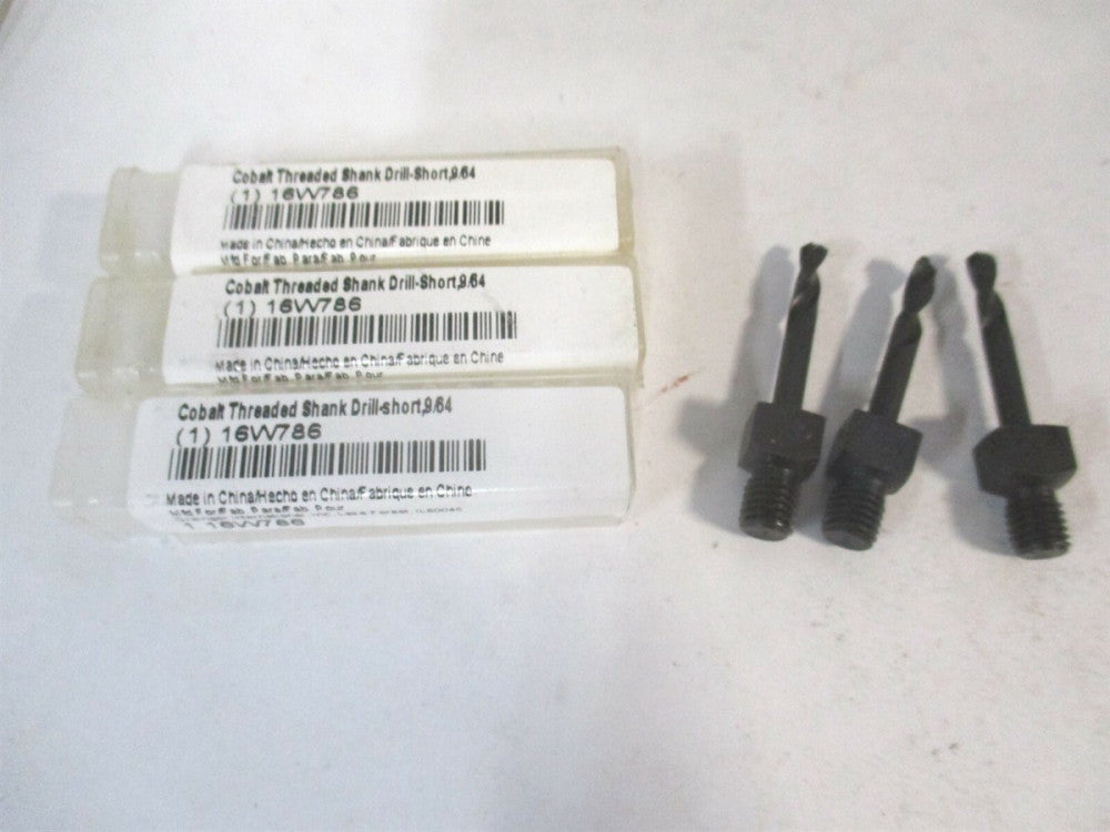 High Speed Steel 9/64" Threaded Short Shank Drill Stub - Lot of 3