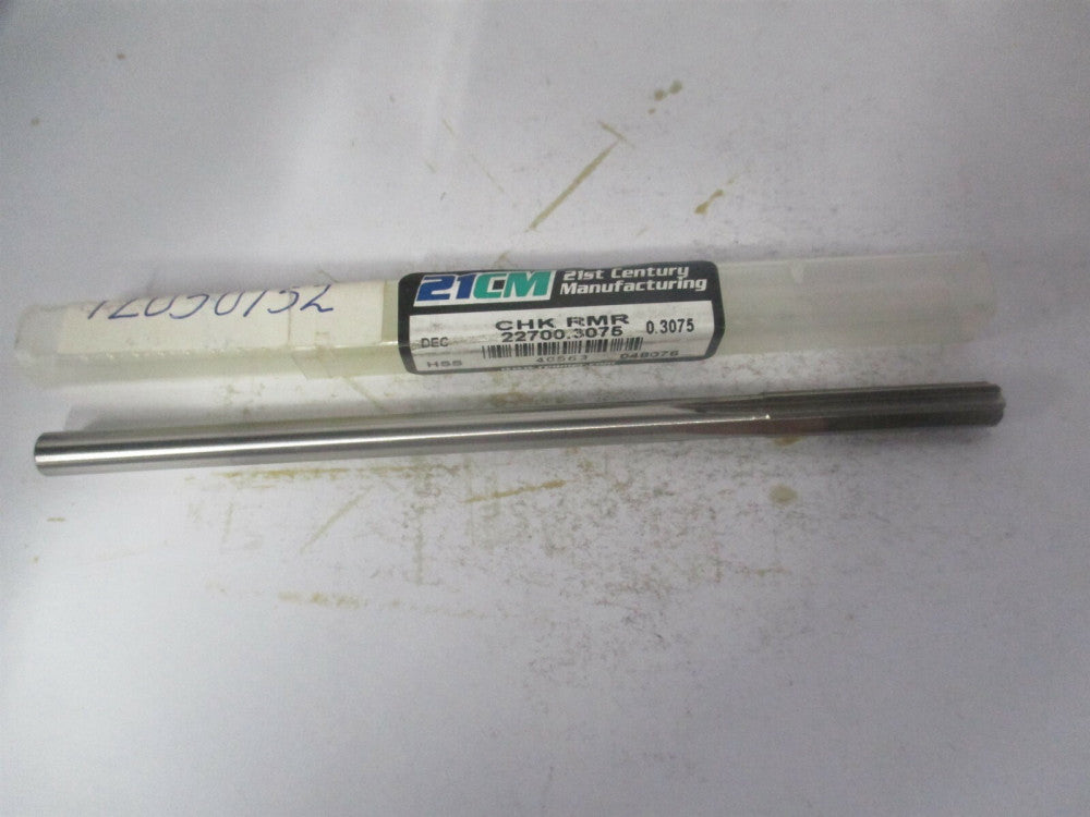 (433-0.3075) 0.3075 x 1-1/2" x 6" OAL Straight Shank HSS 6-Flute Chucking Reamer
