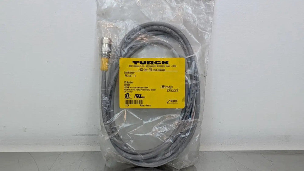 Turck RK 4.5T-2 Cordset U2187 2m M12 Female 5-Pin 5-Wire Gray 250V 4A