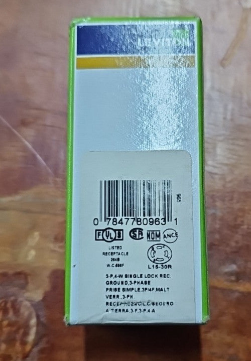 Leviton 2720 Flanged Locking Receptacle, L15-30R, 30 A, 250V Ac, Three Phase, 3