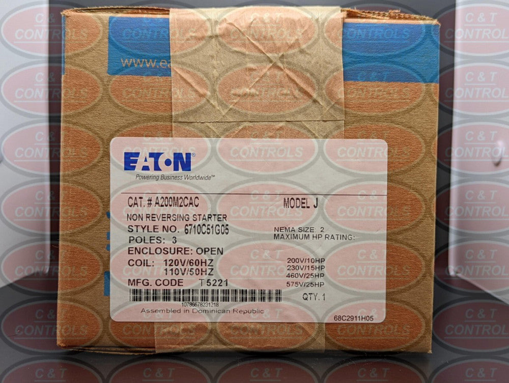 Eaton A200M2CAC A200 - Starter Size 2 Open 3 Pole 120V 60HZ Coil NEW IN BOX