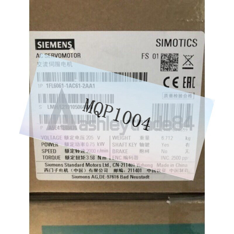 1pcs Siemens 1FL6061-1AC61-2AA1 Servo Motor New