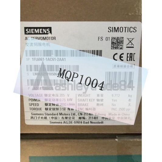 1pcs Siemens 1FL6061-1AC61-2AA1 Servo Motor New